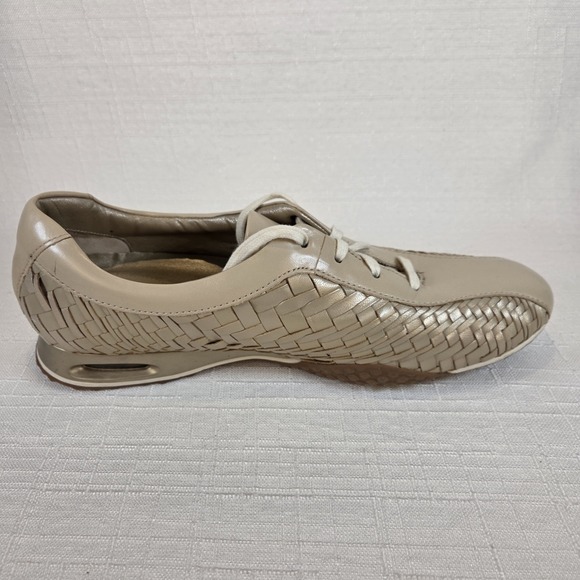 Cole Haan Oxford Sneakers Leather Woven Metallic Beige Women's 10 AA - Picture 8 of 13